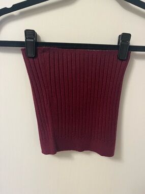 Tucci Ribbed Knit Burgundy Women's Strapless Shirt